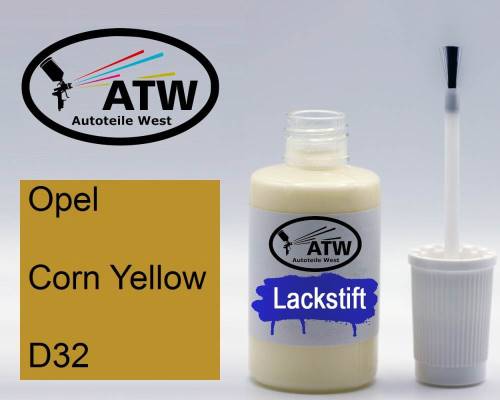 Opel, Corn Yellow, D32: 20ml Lackstift, von ATW Autoteile West.